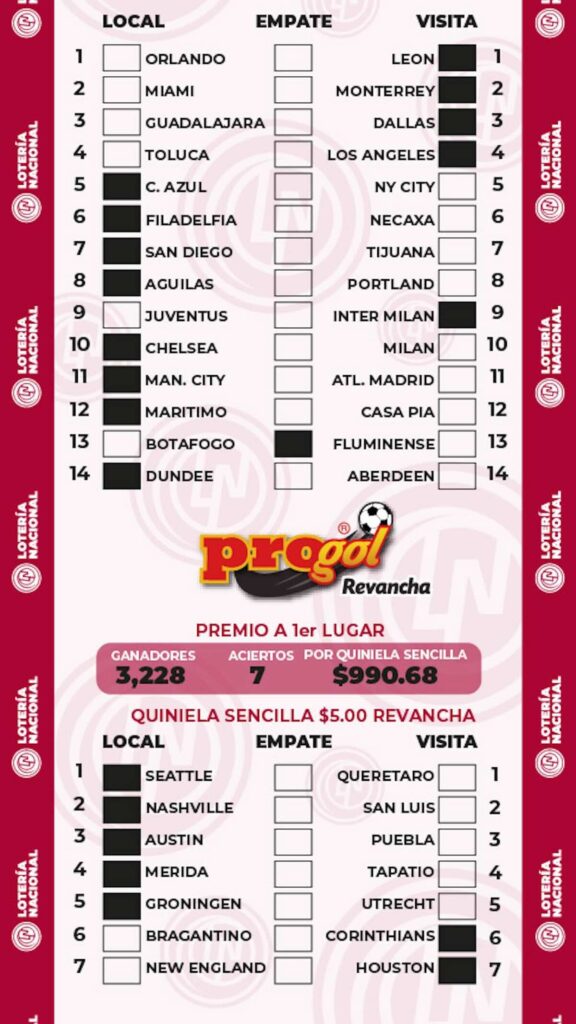 Progol 2345 resultados