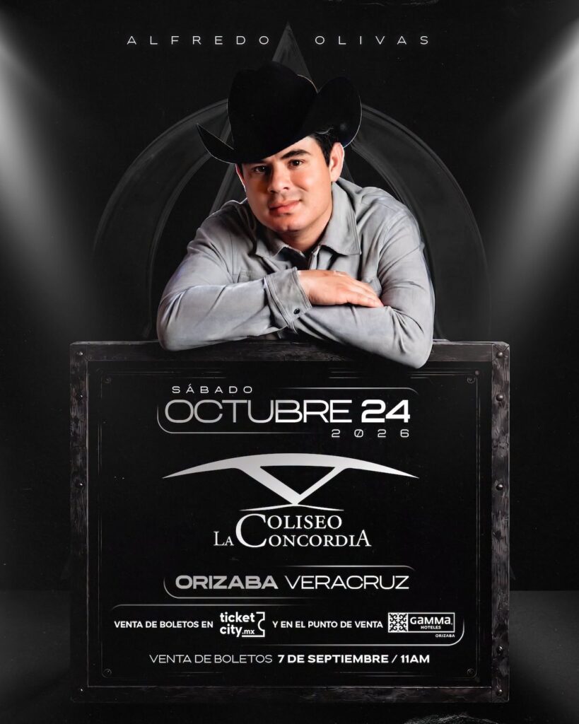 cartel de la venta de boletos para Alfredo Olivas en Veracruz 2026