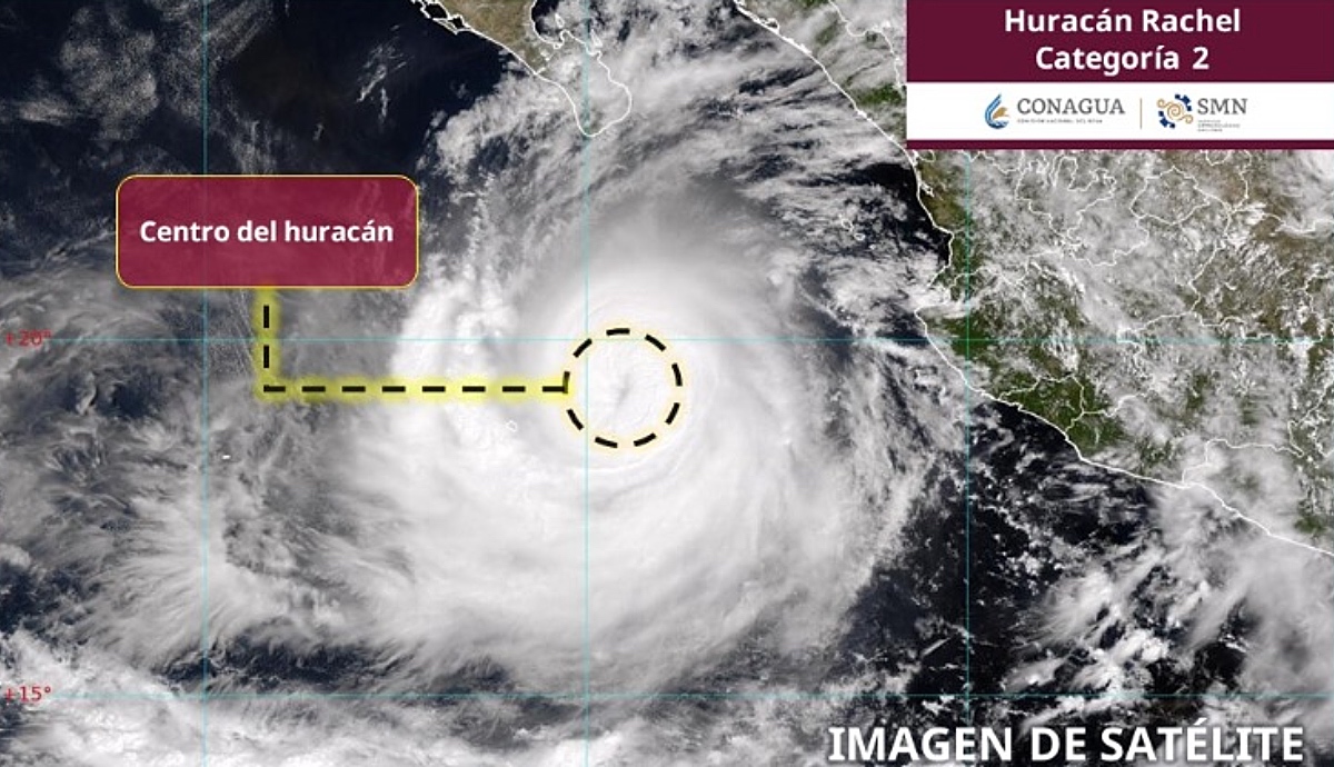 Trayectoria huracán Rachel hoy