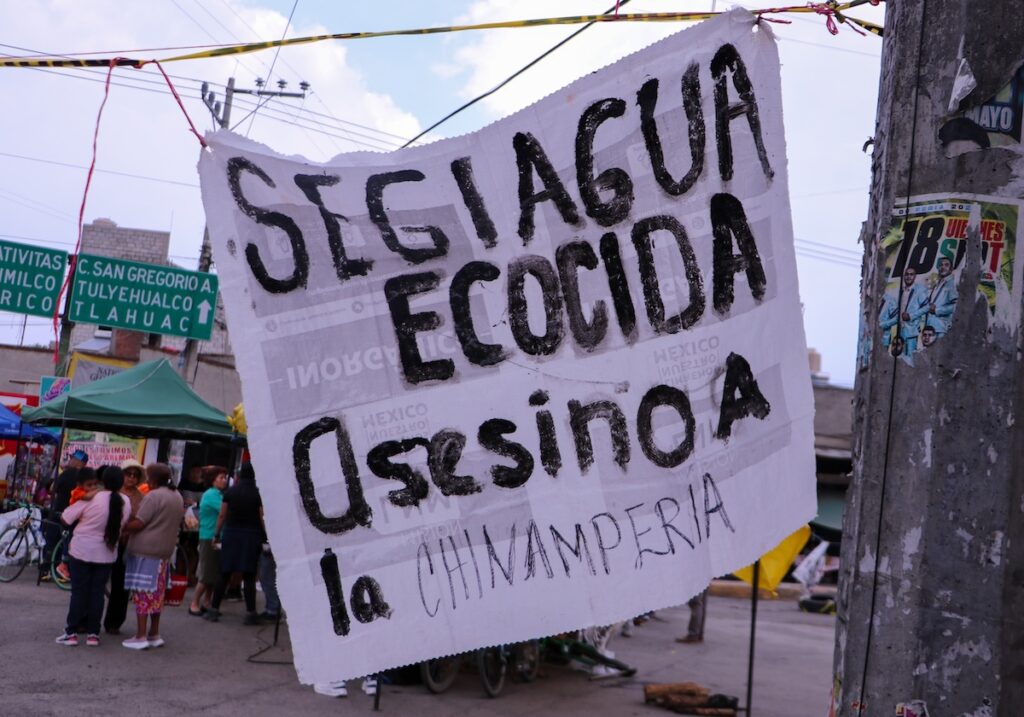 bloqueo en San Gregorio Xochimilco